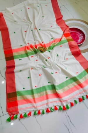 Tricolor Independence Day Special Pure Cotton Saree with Tassels