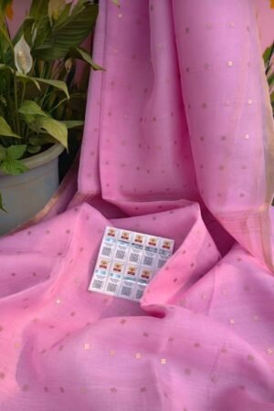 Premium Baby Pink Muslin Sequin Saree