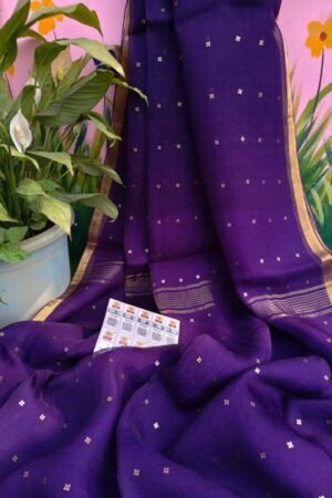 Premium Deep Purple Muslin Sequin Saree