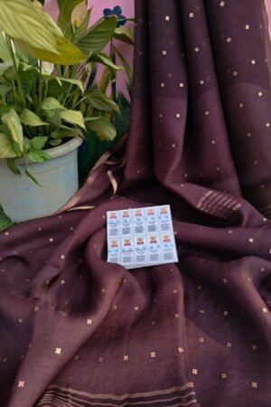 Premium Dark Wine Muslin Sequin Saree